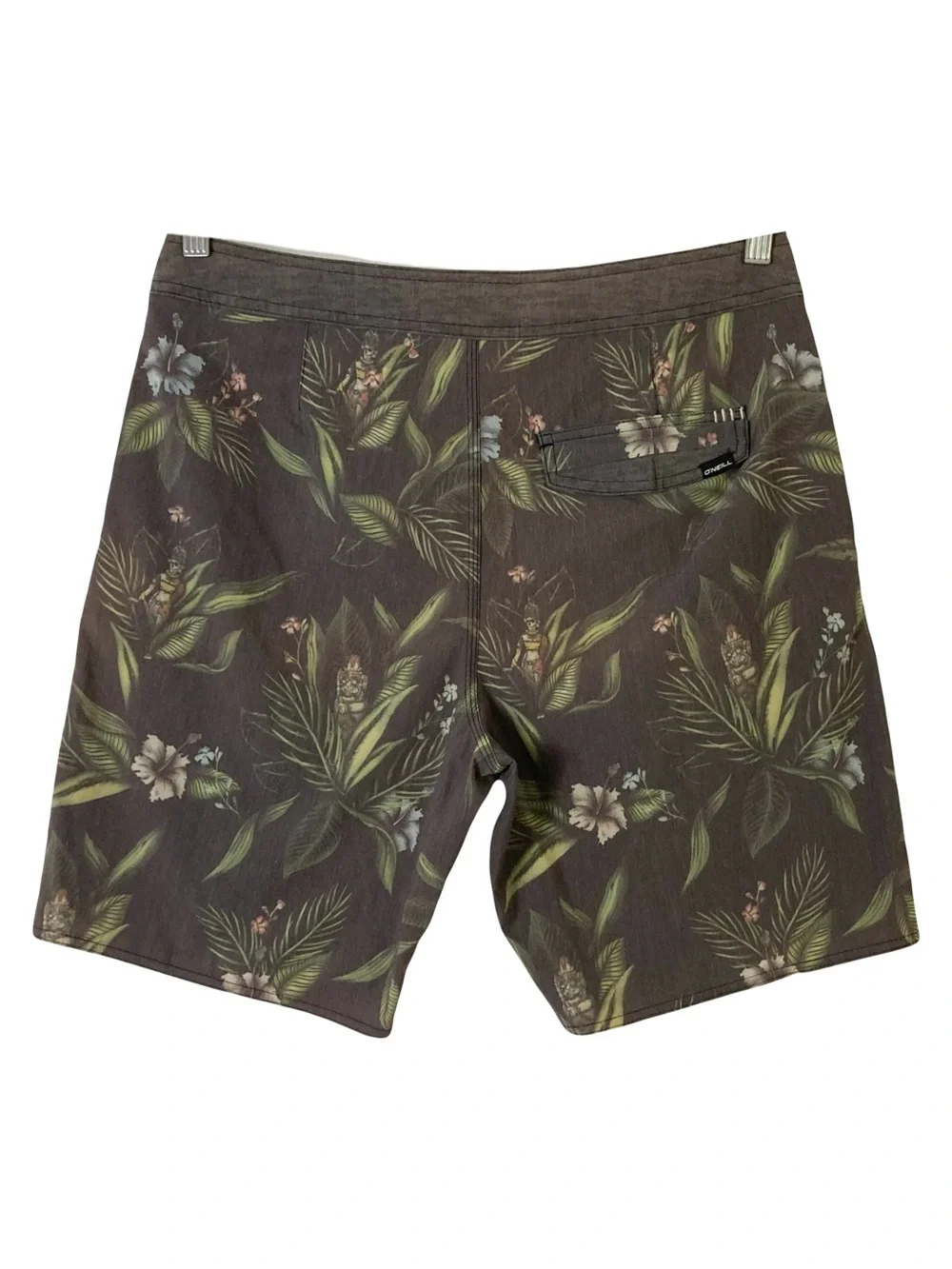 O’NEILL Swim Trunks Men 32 Brown Floral Tie-Up Lace Pockets Board Shorts